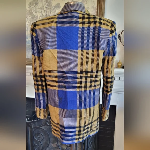 Vintage Diane Von Furstenberg Women's Funky Mod Plaid Wool Blazer Size 6 - Picture 3 of 16
